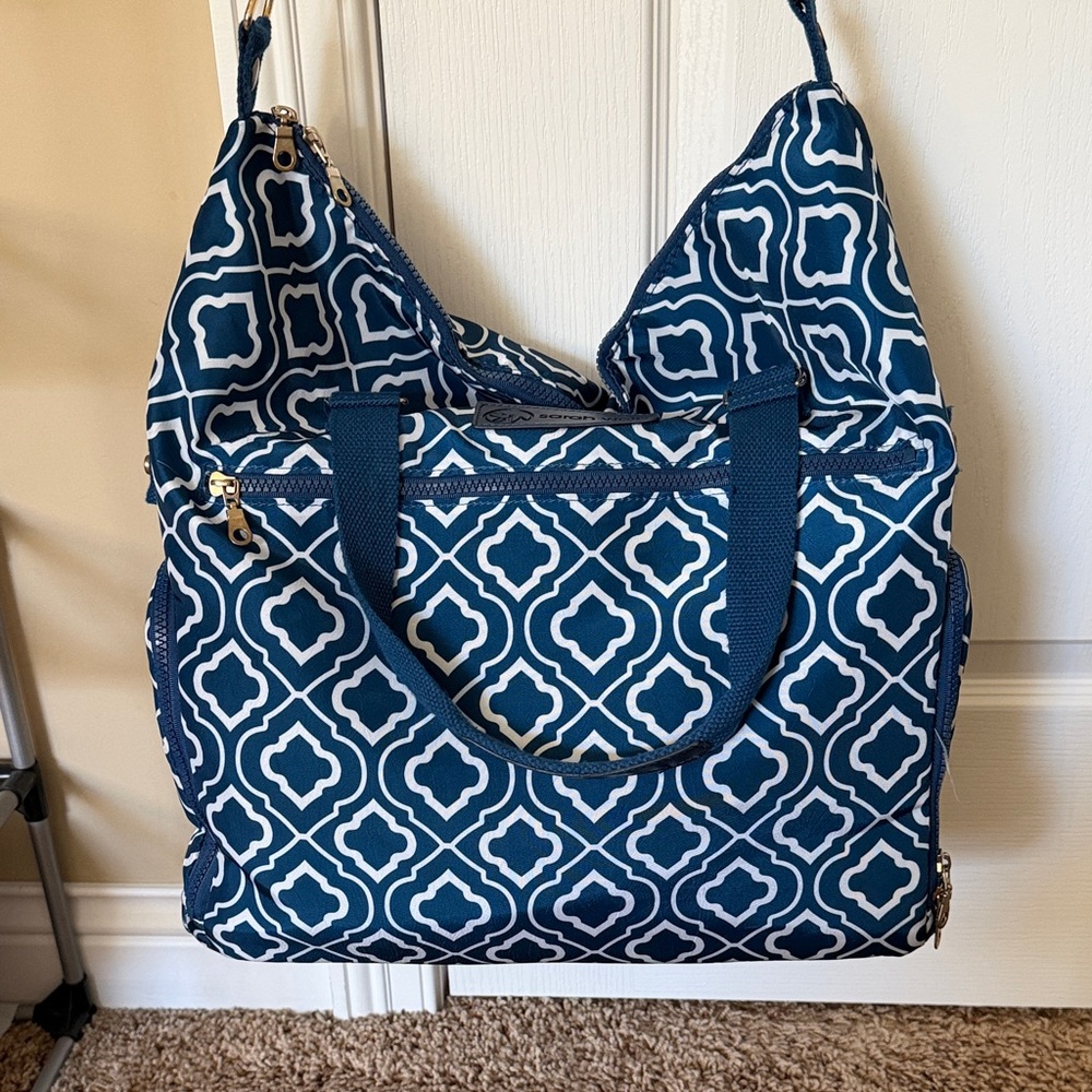 Elegant Navy Patterned Tote Bag